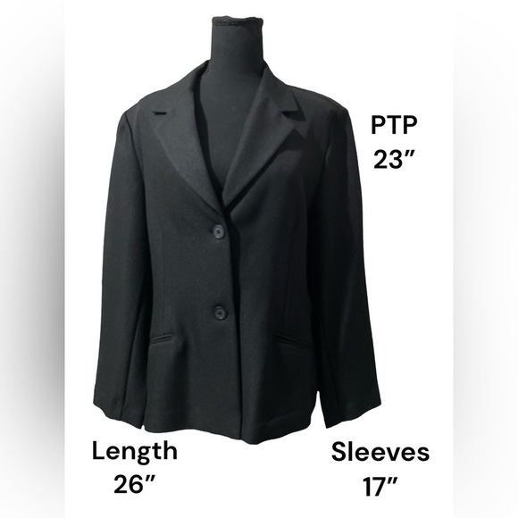 Vintage Black Blazer Alfred Dunner Two Button Oversized Long Blazer Size 18 - Picture 8 of 8